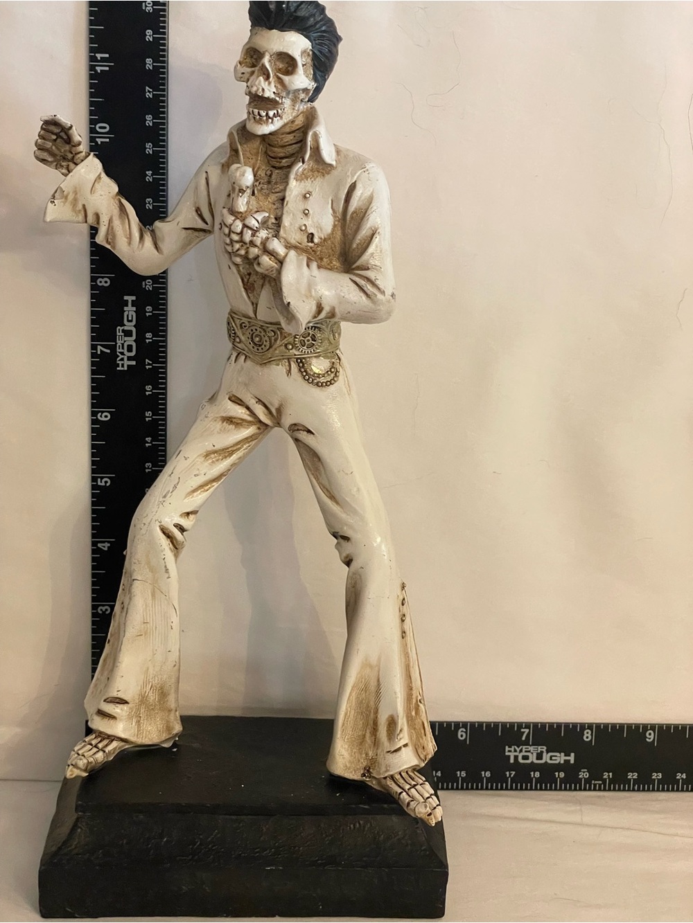 Cream Skeleton Elvis-Style Holiday Figurine